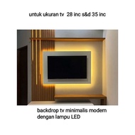 Modern hanging TV Backdrop + LED lights (28 inch _ 35 inch TV)