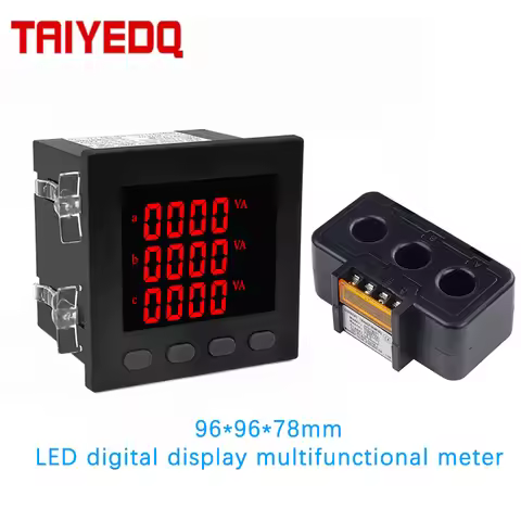 LED Digital Multimeter Three Phase Volt Ampere Frequency Power Factor Display Monitoring Panel Meter