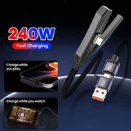 2-In-1 / 240W (Max) PD Fast Charging Angled Cable, 240W USB-C To USB-C, 65W Type-C, 27W Type-C To Li