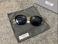 THOM BROWNE NEW YORK TB-011 FT AMERICAN CLASSIC VINTAGE ROUND OVAL SHINY 18K GOLD BRIDGE AND TEMPLES