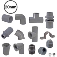 20mm(3/4”) PVC Fitting Connector Socket Elbow Tee PT Socket Valve Socket End Cap Tank Connector PVC Pipe