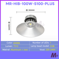 โคมไฟแขวนไฮเบย์  LED 100W-150W-200W-300W-400W สว่างที่สุดต่อไฟบ้านตรง220 (รับประกัน 1ปี)