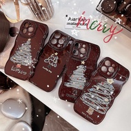Ins Christmas Tree Illustration Phone Case Wavy Edge Apple Phone Case 16promax 15 14 12 11