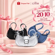 Cillie Women's Denim Shoulder Bag in Jean Color, High Quality Leather T065