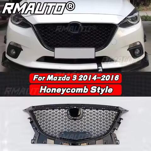 For Mazda 3 Axela 2014-2016 Front Bumper Grille Racing Grill Honeycomb Diamond Style Body Kit For Ma
