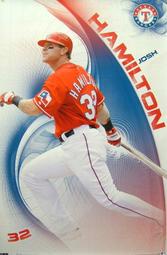 mlb德州遊騎兵隊Texas Rangers Josh Hamilton漢米爾頓原版海報