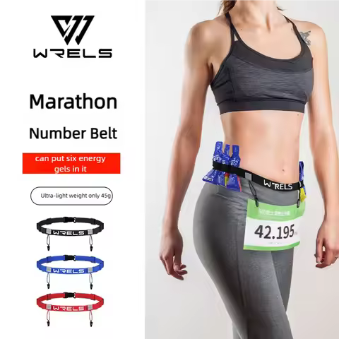 WRELS Unisex Triathlon Marathon Race Number Belt With Gel Holder Running Belt Cloth Belt Motor Runni