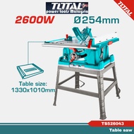 TOTAL Table Saw 2600W + 254mm Blade + 86mm Cutting Depth – TS526043