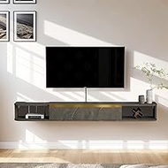 Pmnianhua Floating TV Stand,63'' Floating TV Console Wall-Mounted,Floating Entertainment Shelf,Under TV Shelf,Floating TV Cabinet with Storage for Living Room Bedroom (Dark Grey)