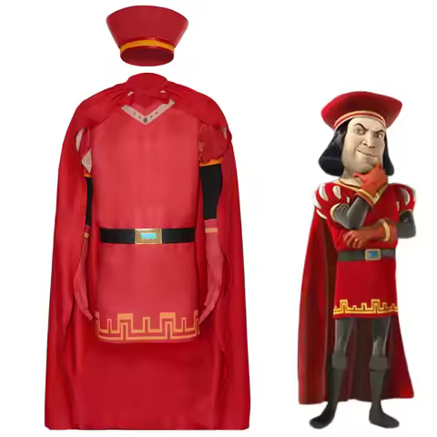 Shrek Lord Farquaad Cosplay Costume Medieval Noble Role Play Outfit Halloween Red King Costume Anime
