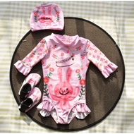 Girls swimsuit - pink bunny swimsuit