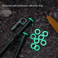 Outdoor Ground Nail Night Aperture Multifunctional Silicone Ring O-Shaped Aperture Warning Ring Camp Nail Night Aperture Camping Accessories Fluorescent Luminous Warning Ring Night Aperture Fluorescent Ring Ground Nail Tent Ground Nail Canopy Ground Nail