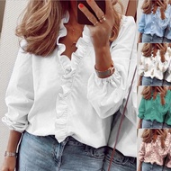 0 Spring Long-Sleeved Ruffled Shirt Women's Shirt 5925h