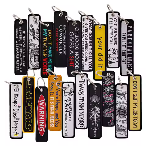 1pc Quote Serises Embroidered Key Cool Man Key Tags Keychain for Car Motorcycles Keyring Holder Jewe