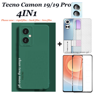 (4 In 1) Tecno Camon 19/19 Pro 4G/5G Full Soft กล้องป้องกันเคสโทรศัพท์ Camon 18 18P 18T เคสโทรศัพท์ + ฟิล์มแข็งแบบเต็มหน้าจอ + ฟิล์มด้านหลัง