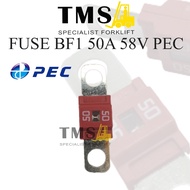 Fuse 50A - RED SMALL BF1 FOR FORKLIFT 58V Brand PEC