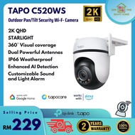 TP-Link Tapo C520WS Outdoor Pan/Tilt Security Wi-F- Camera 2K QHD Live View/Starlight Color Night Vi