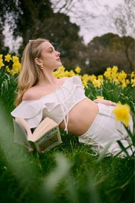 | Vivaldi Collezione | Primrose stripe ruffle top สี ivory white