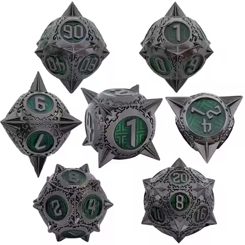 7Pcs/Set Metal For DND Dice D&D D4 D6 D8 D10 D% D12 D20 Polyhedral Games Dice Set For Dungeons And D