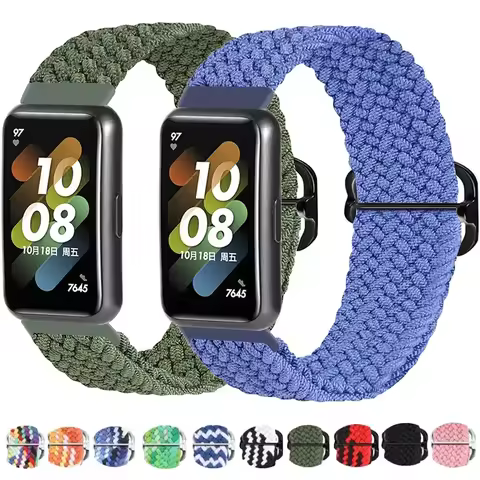 Strap For Huawei Band 7 Adjustable Elastic Nylon Braided Strap Men Women Replacement Bracelet Wristb