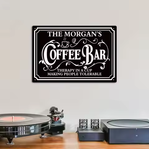 Personalized Dust & Water Resistant Metal Sign (1pc) - The Morgan's Coffee Bar Custom Text | Retro H