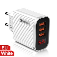 Quick charger 3 Ports Digital Display USB Charger for iPhone 13 Pro Max Xiaomi12 Samsung 5V 3A Fast 