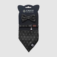 ENVY COLLECTION 貓頸圈 優雅黑logo三件組 調節式 領結 領巾