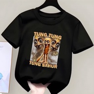 Tung Tung Sahur Character Children's T-Shirt 2 Ages 2-16 Years Baju Budak Lelaki Tshirt Budak Lelaki