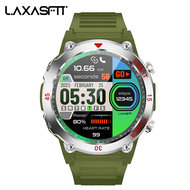 LAXASFIT 2025 New Rugged Military Smart Watch Mens Heart Rate Flashlight Outdoor Sports Tracker Blue