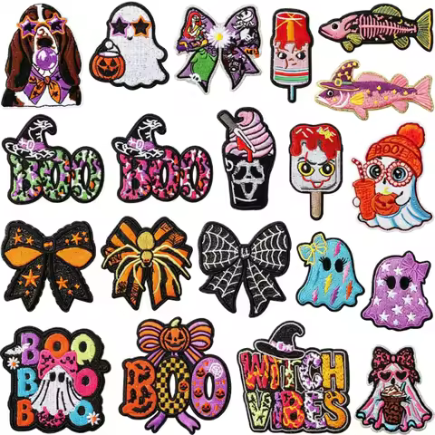 New Creative Funny Halloween Ghost Party Sew Iron-on Embroidered Patch Decorative Badge DIY Clothing