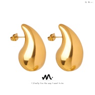 Niche Design Simple All-Match Water Drop Metal Unique Earrings Titanium Steel Plated 18K Gold Earrin