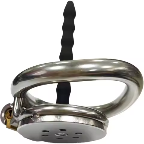 Flat Circular Hole with Catheter, Chastity Lock Cage, Men's Chastity Device, Alternative Restraint,w