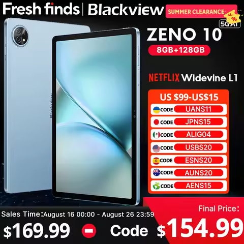 Blackview Zeno 10 5G AI Tablet 11-inch FHD+ 90Hz Display Widevine L1 UNISOC Tiger T8200 8800mAh Quad