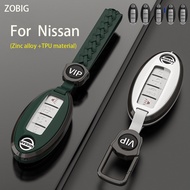 ZOBIG zinc alloy for nissan Key Fob Cover Premium Car Key Case Shell with Fashion Keychain fit Nissan Sylphy TEANA QASHQAI X-TRAIL Almera Navara Serena Accessories