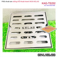 Thoát sàn Nhà tắm 12x12cm KAG-TS252 đế đạn cho ống D75/90 Phễu thoát Kelas  SUS304 cao cấp ống từ D7