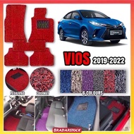 3Pcs/Set Carpet Toyota Vios Years 2019~2022 12MM & 18MM Anti Slip Coil Mat Car Carpet Kereta