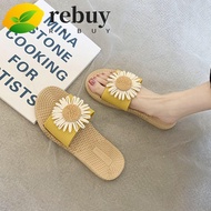 REBUY Flower Flat Slippers - PVC Anti-Slip | Ideal Beachwear Shoes for Women