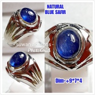 BATU PERMATA BLUE SAFIR ASLI NATURAL/ CINCIN MEWAH ALPAKA SUPER