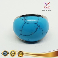 Cincin Titanium Batu Pirus Biru - VeE Cincin Wanita Pria