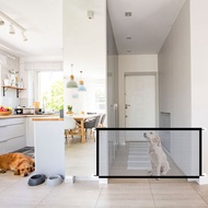 Pet and Baby Gate Magic Mesh Pet Gate Enclosure Fences Adjustable Portable Folding Mesh Dog Safety E