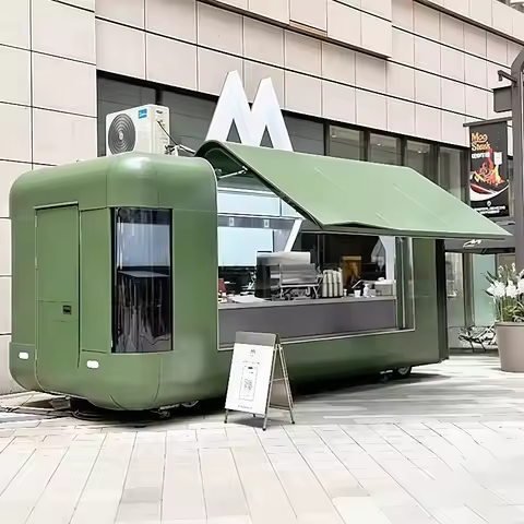 Food Truck Trailer Fast Food Mobile Kitchen Pizza Coffee Cart Ice Cream BBQ Rust Resistant Mobile Fo