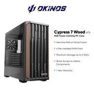 Okinos Cypress 7 Wood ATX Mid-Tower Gaming PC Case- Black