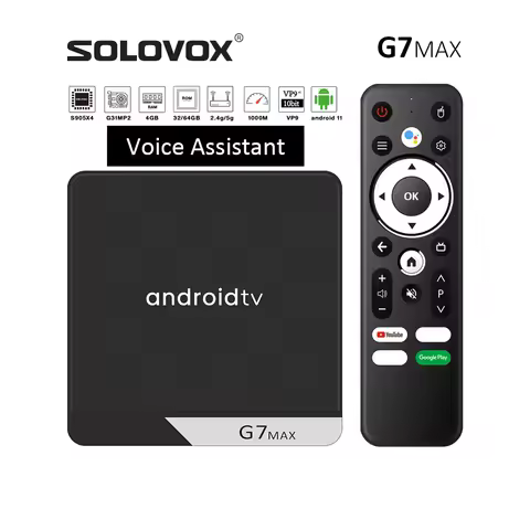 SOLOVOX G7MAX Android 11 TV STB S905X4 Quad Core 4G 32GB 64GB WiFi 5GHz BT5 Assistant Voice Control 