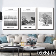 Tranh treo tường canvas khung gỗ 3 bức phong cách hiện đại Bắc Âu tranh đen trắng trang trí phòng kh