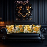 MESHOPMY Sunflower Pillowcase, Plush 45x45cm Sofa Cushion , Vintage Square 2D Floral Fluffy Soft Bed