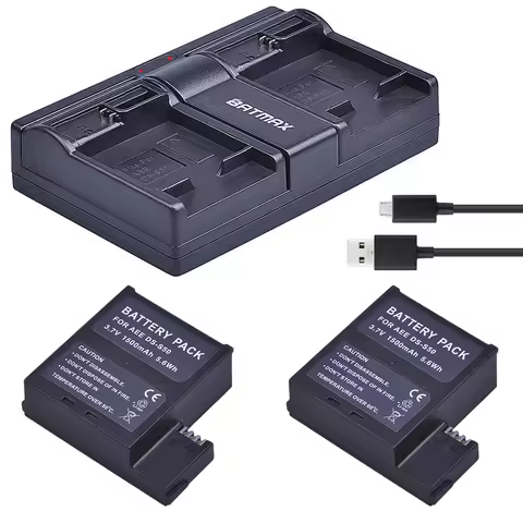 Batmax 1500mAh DS-S50 DS S50 Battery +USB Dual Channel Charger for AEE DS-S50 S50 AEE D33 S50 S51 S6