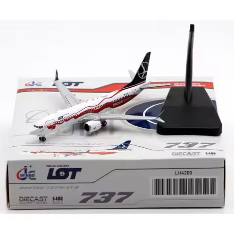 LH4200 Alloy Collectible Plane Gift JC Wings 1:400 LOT Airlines "StarAlliance" Boeing B737-8MAX Diec