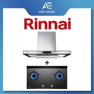 RINNAI RH-C91A-SSVR 90CM CHIMNEY HOOD WITH TOUCH CONTROL + RINNAI RB-2CGN 2 BURNER INNER FLAME GLASS HOB