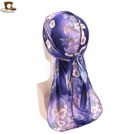 Imitation Silk Gilding Printed Long-Tailed Pirate Hat Hip-Hop Cloak Headscarf Hat Head Cap SILKY DURAG