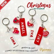 GANTUNGAN Custom Christmas Keychain Name Christmas Gift